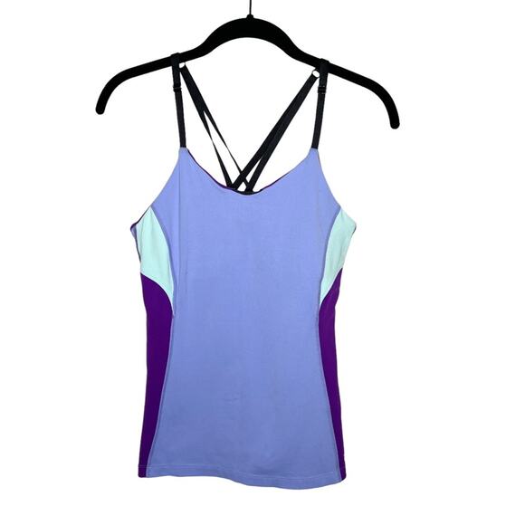 SPLITS59 / purple colorblock spaghetti strap racerback athletic tank top / M - Picture 1 of 5